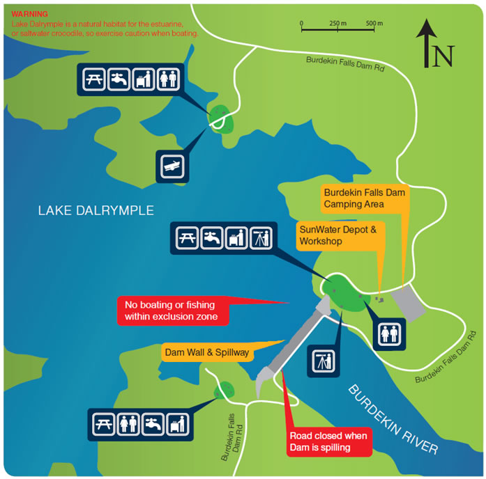 Burdekin Falls Dam recreation map