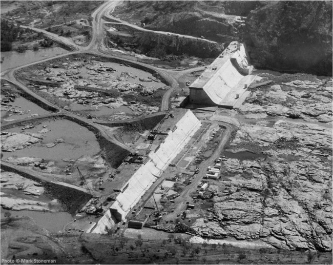 Burdekin Falls Dam during construction
