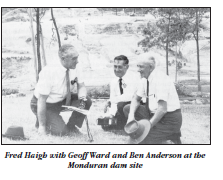 Irrigation and Water Supply Commissioner Fred Haigh (left), project engineer Geoff Ward and Chairman of the Bundaberg District Irrigation Committee, Ben Anderson.