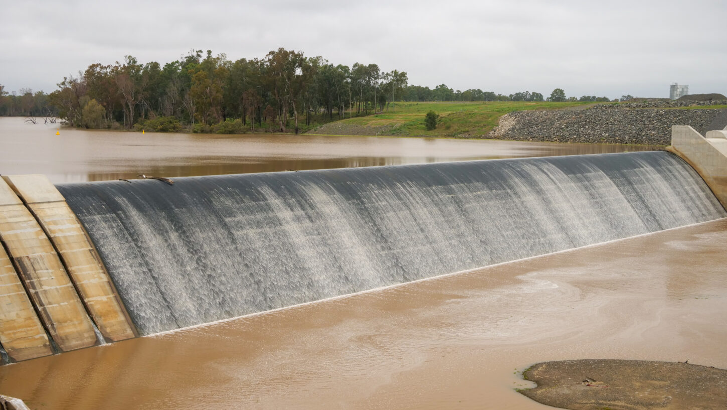 Rookwood Weir flowing