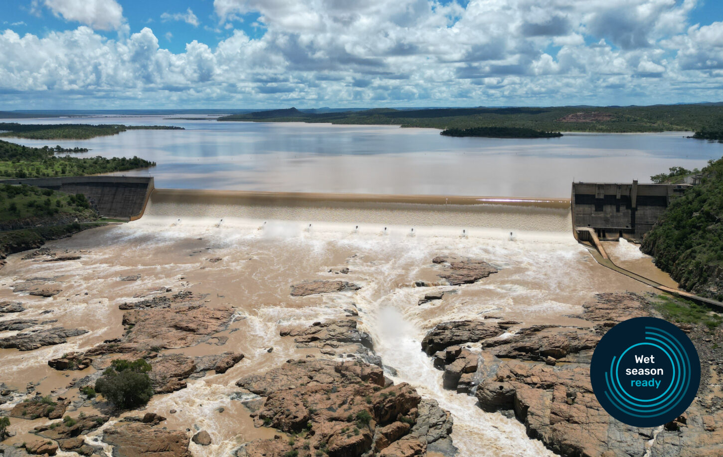 Burdekin Falls Dam spilling after heavy rain